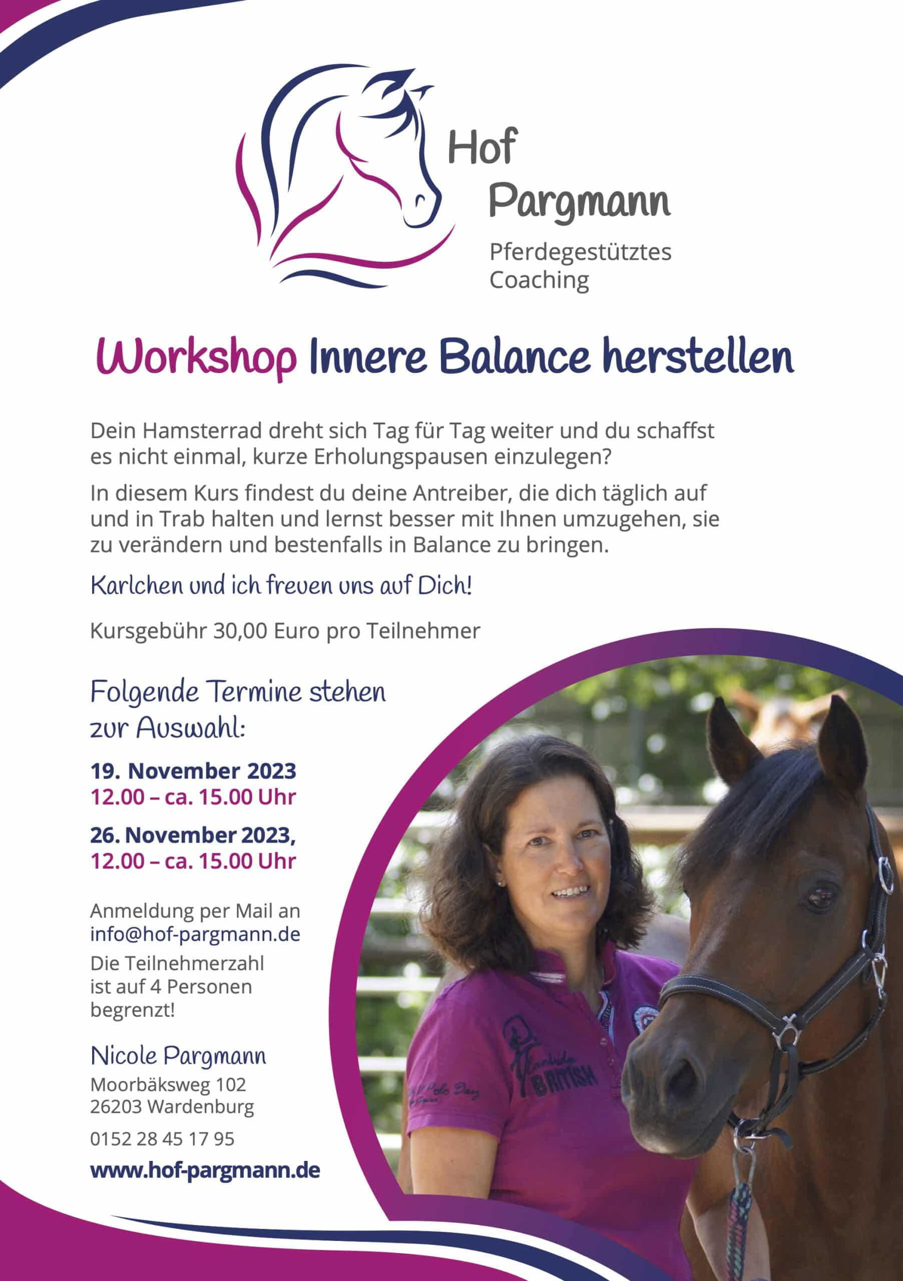 Workshop innere Balance - Hof Pargmann